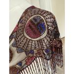 Sharmark Las Vegas Glass Beaded Vintage Shawl Depicting Hopi God Tawa EUC Brown Photo 6
