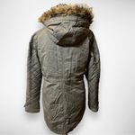 THREAD & SUPPLY Olive Green Quilted Utility Jacket with Faux Fur Hood Size M Photo 3