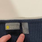 Zella Dark Blue Ribbed Long Sleeve Twist Front Sweater Size L Photo 5