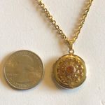 Vintage Gold Tone Avon CZ Citrine Rhinestone Locket Pendant Necklace Photo 2