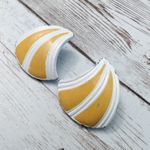 Vintage Earrings For Pierced Ears Off White & Yellow Photo 1