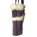 UGG Large Plum & Ivory Leather Shearling Sheepskin Tote Bag MINT CONDITION Photo 3