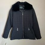OSCC Black Quilted Fur Collar Jacket Medium Photo 0