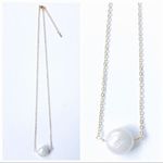 Iridescent Freshwater Floating Pearl Necklace‎ White Photo 4
