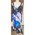 Joseph Ribkoff Maxi dress sleeveless Chiffon flowy Abstract watercolor sz 6 long Photo 1