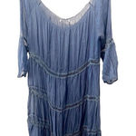 Baci Blue 100% Silk‎ Boho Sheer Midi Dress Blue Size M Photo 0