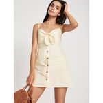 Faithfull the Brand NWT Linen Rodeo Dress Sz 6 Gingham Kivotos Yellow Tie Front Photo 7