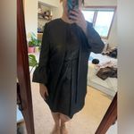 Isaac Mizrahi EUC SET IMNYC Metallic Gold Black Dress / Bell Sleeve Coat Size S Photo 3