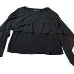 ZARA Woman Black Blouse Size Medium Flowy Round Neck Sleeveless Crepe Top Photo 0