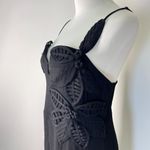 Farm Rio NWOT  Linen Sand 3d Flower Midi Dress Size XL Black Photo 11