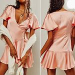 Free People  Scarlett Dress Size Small Mini Pink Peach Summer Button V-Neck NWT Photo 2