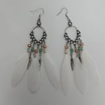 Free People Boho Elegant Silver and White Feather Earrings Photo 1