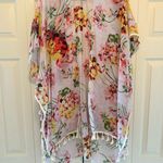 Floral Kimono Cardigan with Tassels Beach Coverup OSFM Red Size undefined Photo 0