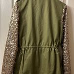 Vera & Lucy  khaki Green blazer with gold sequins on the sleeve sz L Photo 1