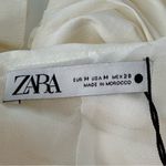 ZARA  Ruched Bodycon Mini Dress with Ruffle Straps Ivory White Size Medium NWT Photo 7