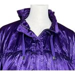 Laura Ashley  Retro Purple Snake Embossed Metallic 80’s Ruffle Jacket Lined Sz L Photo 1