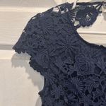 LULUS‎ Dress Love Poem Crochet Lace Mini Open Back Navy Blue Medium NWT Wedding Photo 1