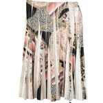 Orly Paris France Ecru Multi Chain Faux Suede Pleated Midi Skirt size 38 Photo 0