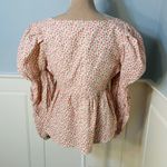 Tuckernuck Hyacinth House Puff Long Sleeve Peplum Floral Blouse Small Green Photo 5