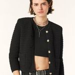 Ba&sh  Bash Gaspard Tweed Cardigan Sweater Black Size Small Photo 0