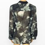 Vivienne Tam SHEER BUTTON CAREER SHIRT BLOUSE BLACK OLIVE GREEN SZ 8 LON… Photo 3