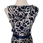 Boutique Haani | Artsy Abstract Swing Dress with Ribbon Waist Tie Size Small Midi Modest Photo 5