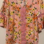 Isaac Mizrahi  Pink Floral Blouse with Crochet Accents Photo 4