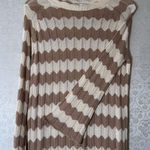 Anna Kay. Crochet Striped Brown Tan and Cream Women Sweater Dress Small Photo 0