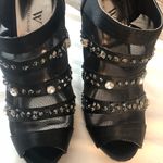 Worthington Women’s Black Mesh Studded Rhinestones SZ 6 M Evening High Heels Photo 5