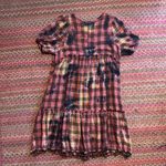Urban Outfitters RED BLEACHED PLAID DRESS GRUNGE Photo 0
