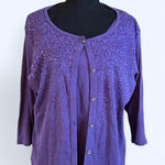 Purple Vintage 2000s Quacker Factory cardigan with sparkly beading Size XL Photo 0
