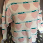 Peach sweater knit fuzzy stripe cream green loose Tan Photo 1