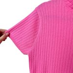 pinko bubblegum barbie pink ribbed knit mock neck short sleeve sweater top Size L Photo 2