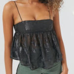 Urban Outfitters Black Satin Babydoll Cami Adjustable Straps Size M Photo 0