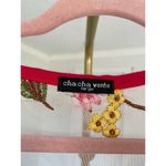 Cha Cha Vente Valentines Peplum Top Mesh Fairycore Romantic Floral Embroidered Pink Size L Photo 4