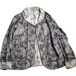 Vtg Y2K Gray Ivory Paisley Floral Reversible Open Front Shawl Collar Jacket Sz M Size M Photo 0