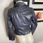 Black Rivet Vintage Y2K  Moto Motorcycle Biker‎ Zip Gray Leather Jacket XS Photo 6