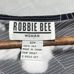 Robbie Bee Woman Duster Cardigan 20W Silk Sheer Open Front Navy Abstract Print Photo 6