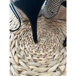 ZARA sz 6.5 Black White Chevron Square Peep Toe Lace Up Stiletto Heels Photo 4