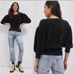 Maeve  Black Textured Puff Sleeve Sweater XL Tinsel Shimmer Balloon Sleeves Photo 4