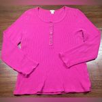 J.Crew  Women’s Size XL Pink Waffle-Knit Henley Top Photo 0