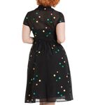 NWT Voodoo Vixen Sallie 50s Flared Dress Black Multicolor Embroidered Dot Small Photo 1