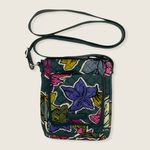 Vera Bradley Falling Flowers Green Fabric Mini Battery Wallet Crossbody Bag Photo 0