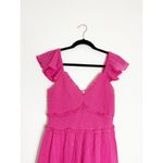 Love Shack Fancy  Ivella Mini Dress Size Small Pink Smocked Ruffle Cotton Photo 4