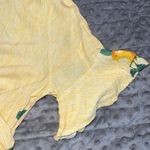 Impressions  medium hi low blouse scoop neck yellow white striped fruit ties Photo 4