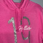 Hollister Pink With Silver Glitter “19” On Front Hoodie Kangaroo Picket Large Photo 5