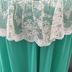 Vintage 60s/70s Claire Sandra Lucie Ann Lace Detail Green Maxi Nightgown Dress Photo 2