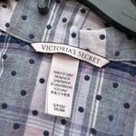 Victoria's Secret Sleep Shirt Flannel Blue Pink Plaid Dot Button Size Small Photo 2
