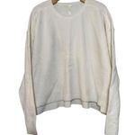Free People  Size L White Ivory Nylon Blend Luna Oversized Drop Shoulder Sweater Photo 2
