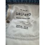 GRLFRND  - The Karolina High Rise Straight Crop Distressed Ripped Jeans in Blue Photo 4